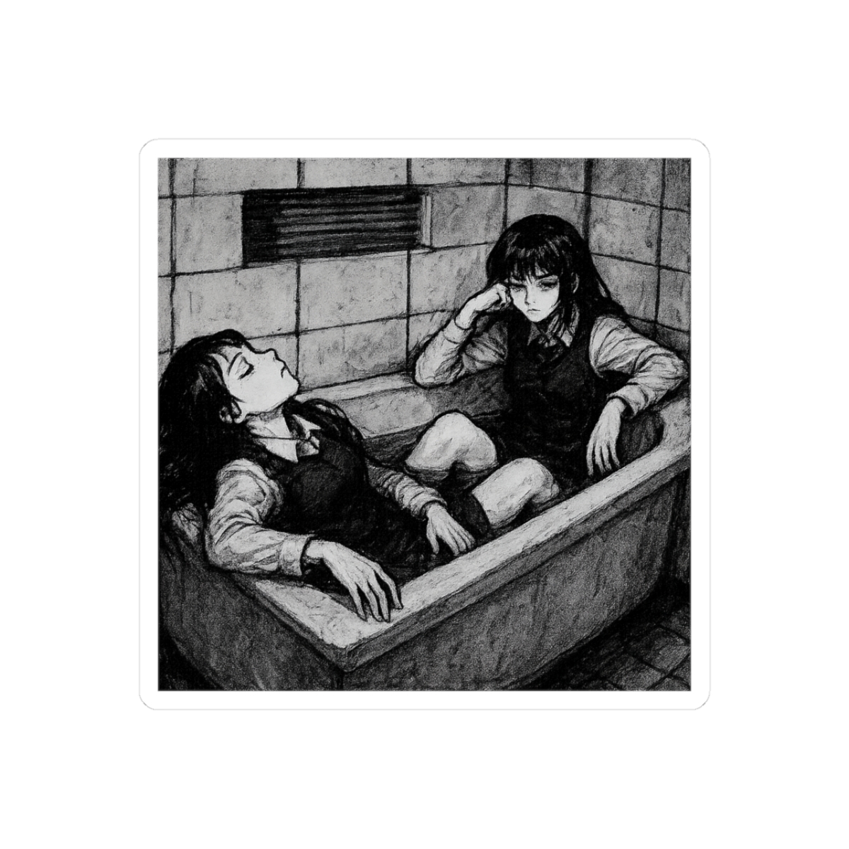Chibi War Devil Bubble Bath Sticker | Kawaii Vinyl Decal