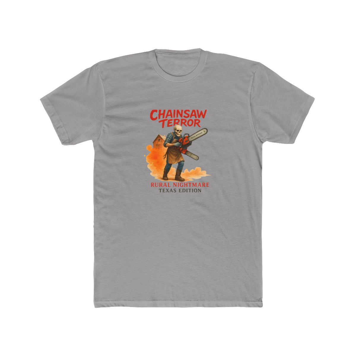 Chainsaw Terror Rural Nightmare Horror Design T-Shirt - alternate angle 2, merchandise