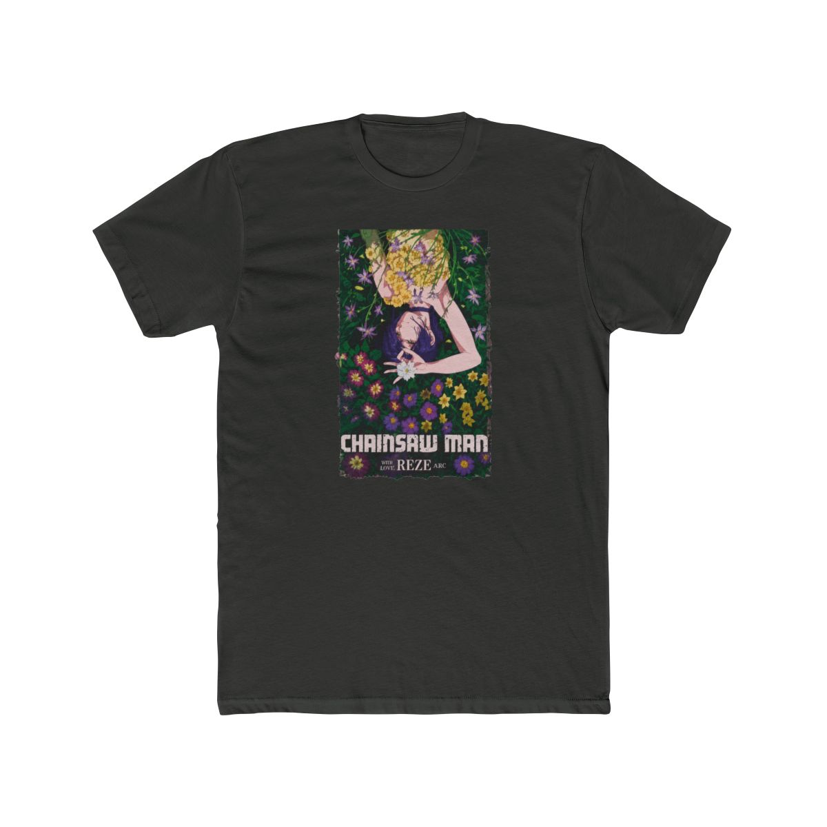Chainsaw Man The Movie: Reze Arc Flower Dark Wash T Shirt - alternate angle 4, merchandise