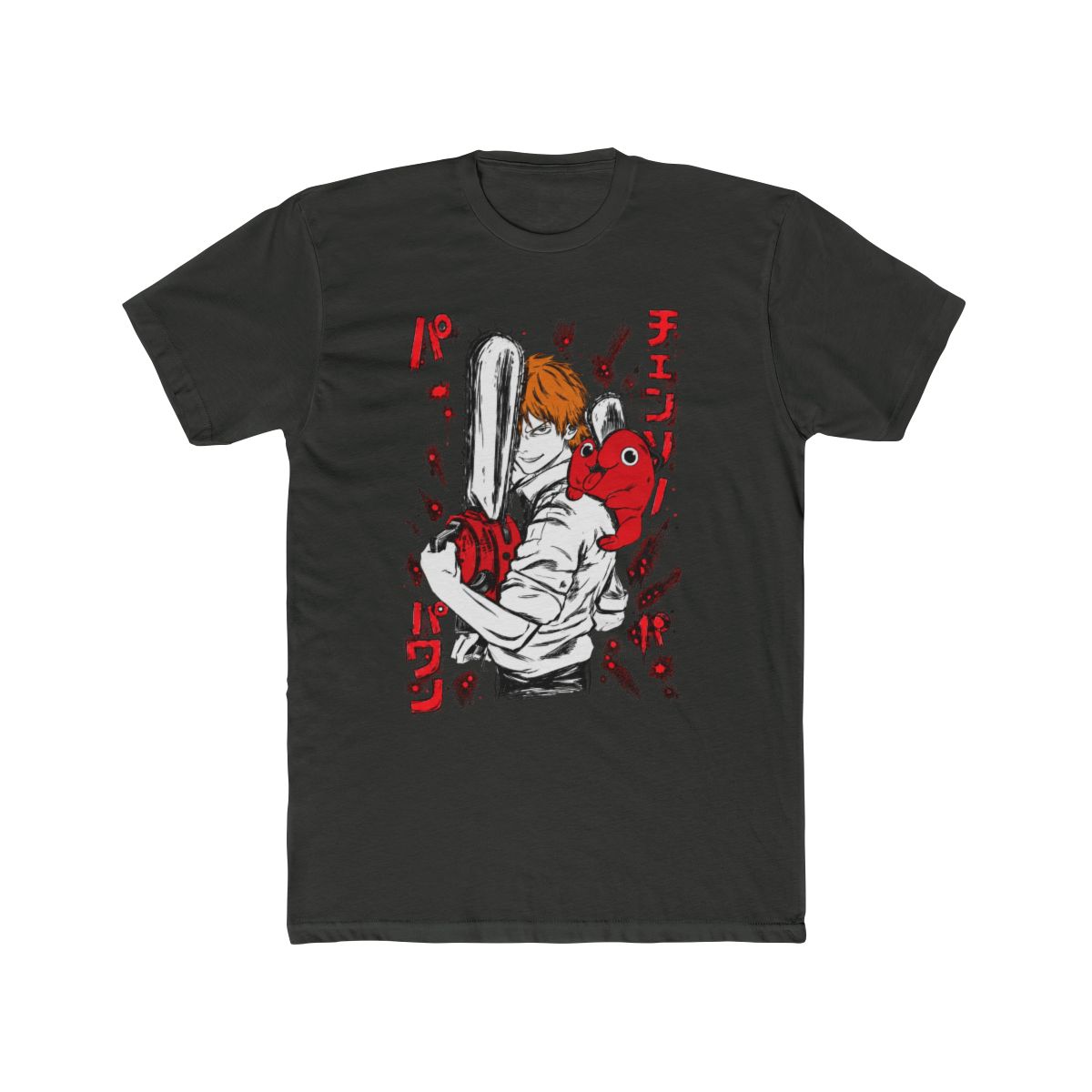 valentine shirts Denji x Pochita Chainsaw Man Vintage Washed Oversize Tee, Heavy Cotton Double Printed Anime Manga Graphic T Shirt, Retro Devil Hunter Streetwear Top, Movie Inspired Chainsaw Man Merch - alternate angle 2, merchandise