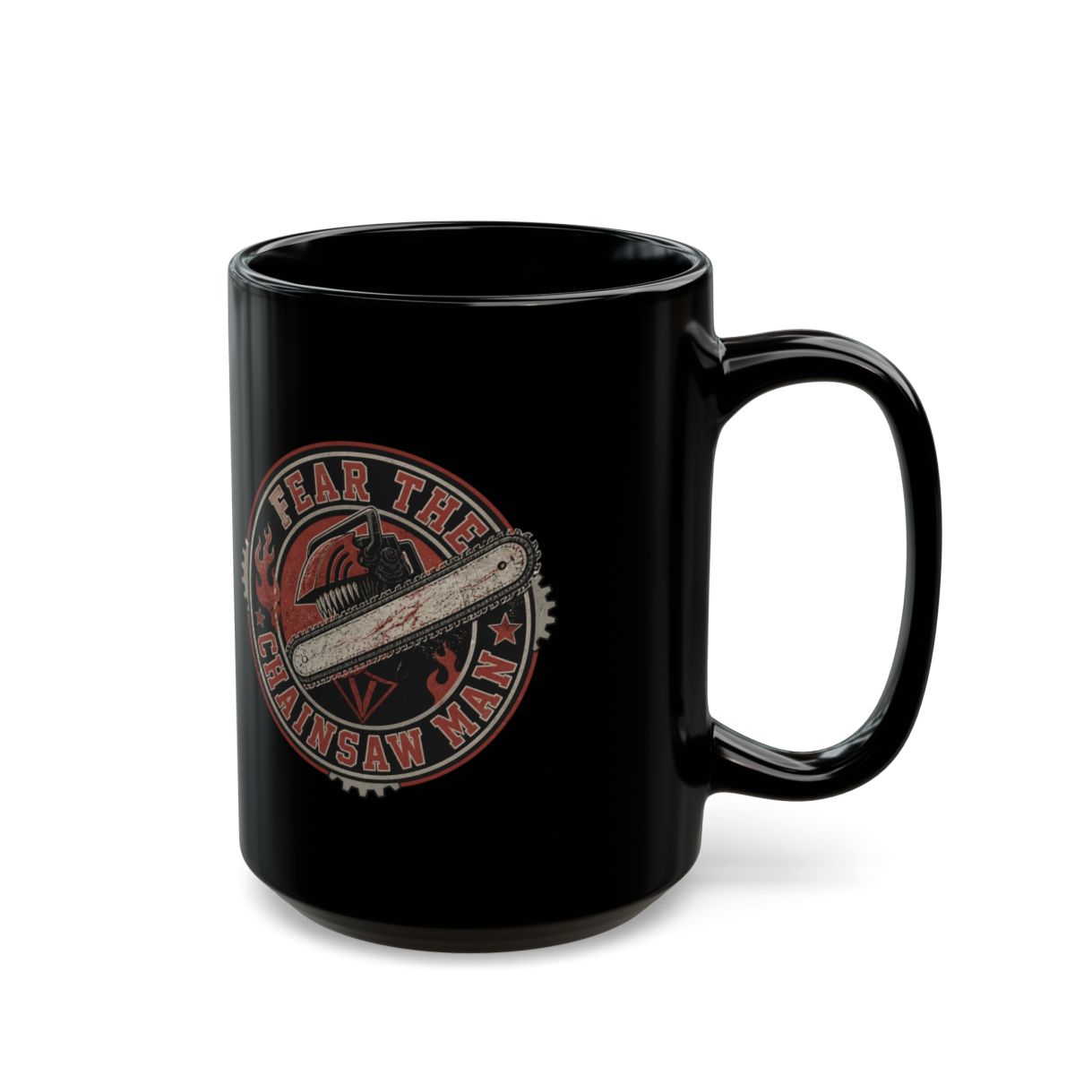 Chainsaw Man "Fear the Chainsaw Man" Black Mug - alternate angle 5, merchandise